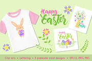Happy Easter Clipart, Premade Cards, an Animal Illustration by Natali_Zhy (Thumbnail 1 of 3)