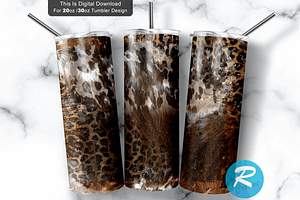 White Western Cowhide Leopard Tumble