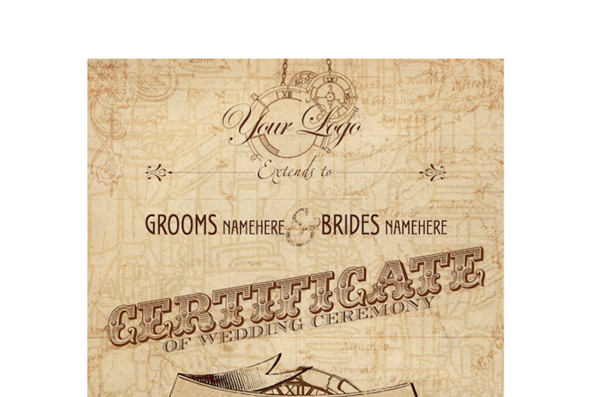 Steampunk wedding certificate PSD, an Illustration by art.podolski (Photo 2 of 3)