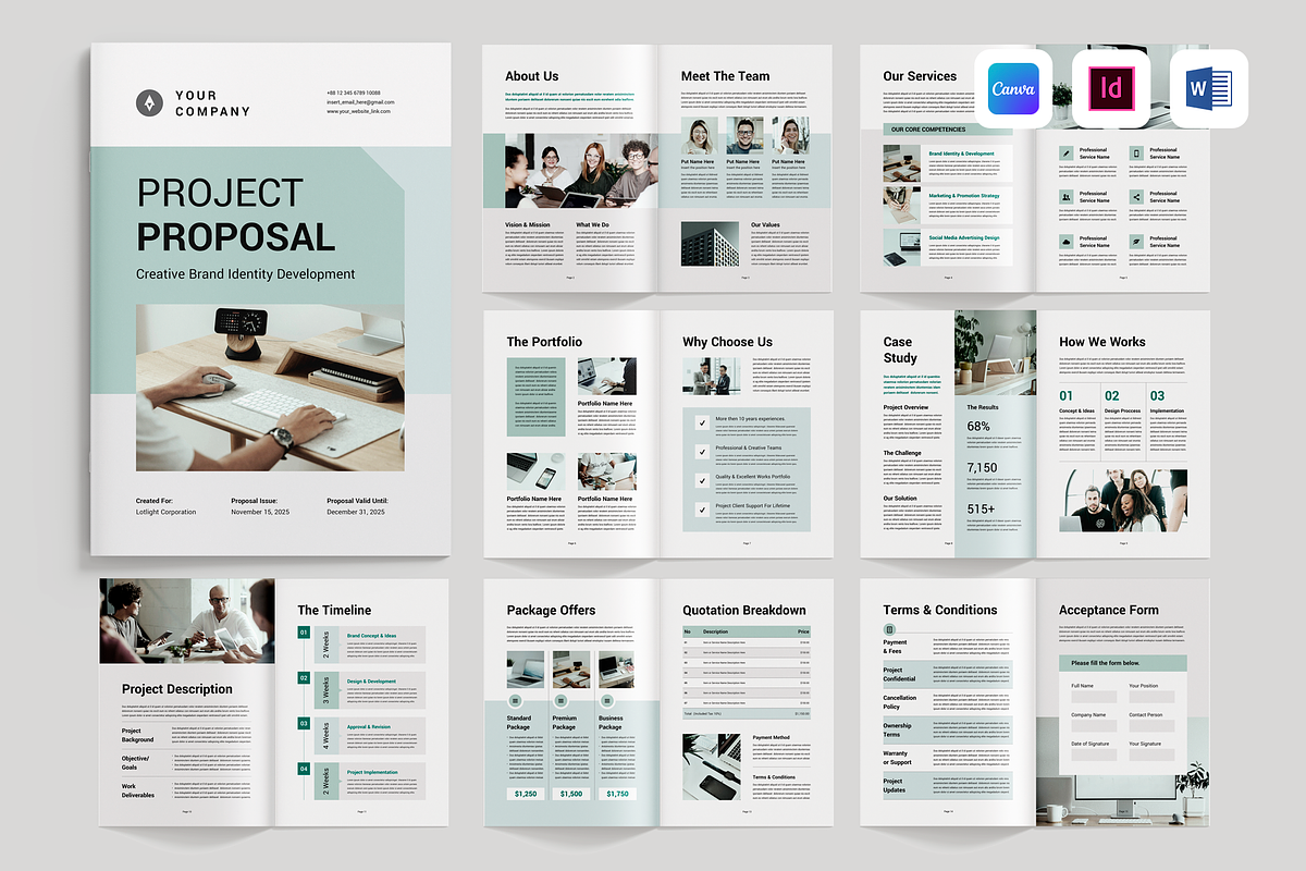 Proposal | Canva, MS Word, InDesign, a Brochure Template by Leaflove (Photo 1 of 10)