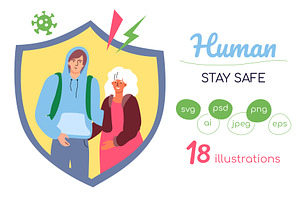 Human - Stay Safe Illustrations, a Templates & Theme by Boyko Pictures