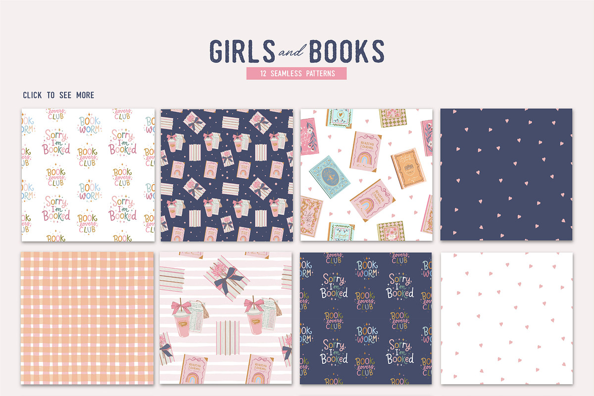 Book Lovers Clipart. Girls and Books, an Object Illustration by VerAna (Photo 7 of 24)