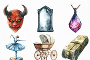 Watercolor Creepy Halloween Clipart, an Illustration by Craft Nest (Thumbnail 3 of 6)