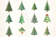 Watercolor Evergreen Tree Clipart, an Illustration by CrexoraLab (Thumbnail 2 of 5)