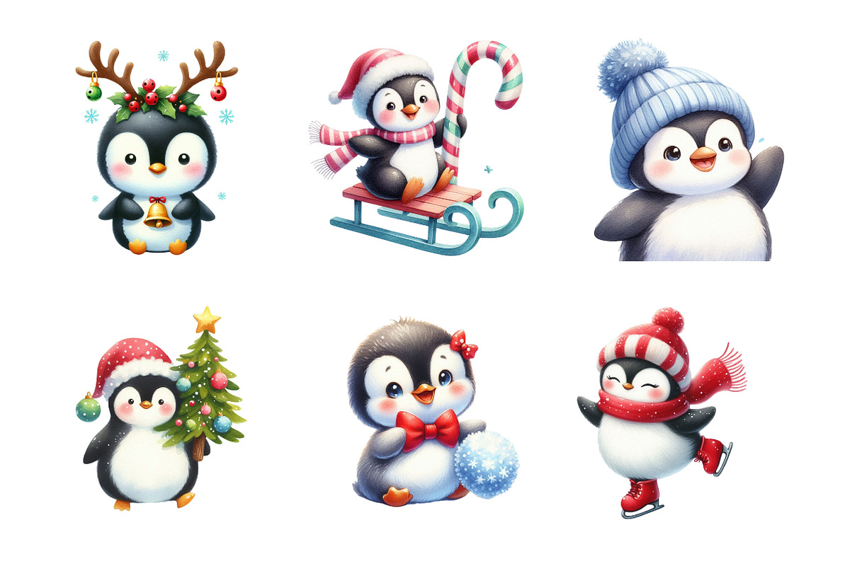 Winter Holiday Penguin Clipart, an Illustration by Design Market (Photo 4 of 5)