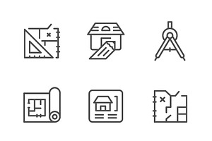 Set line icons of architectural, an Outline Icon by motorama