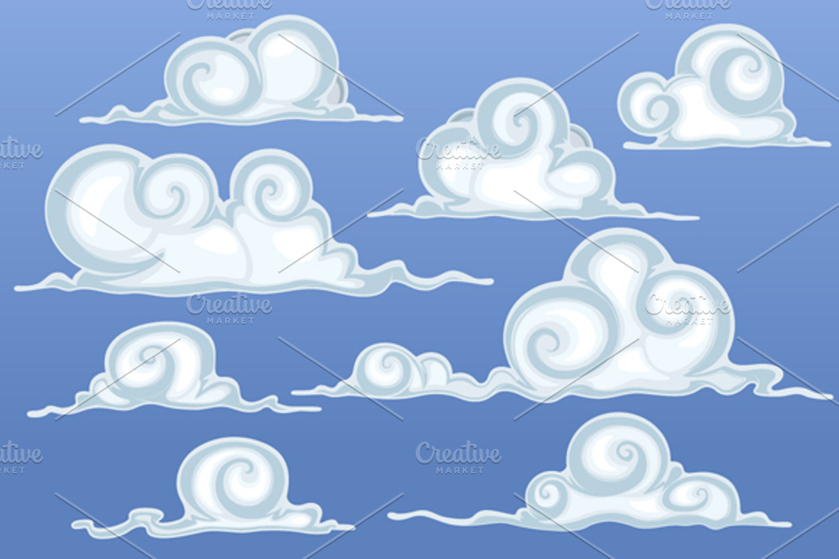 Beautiful Cartoon Clouds, an Illustration by yuanden graphics (Photo 1 of 3)