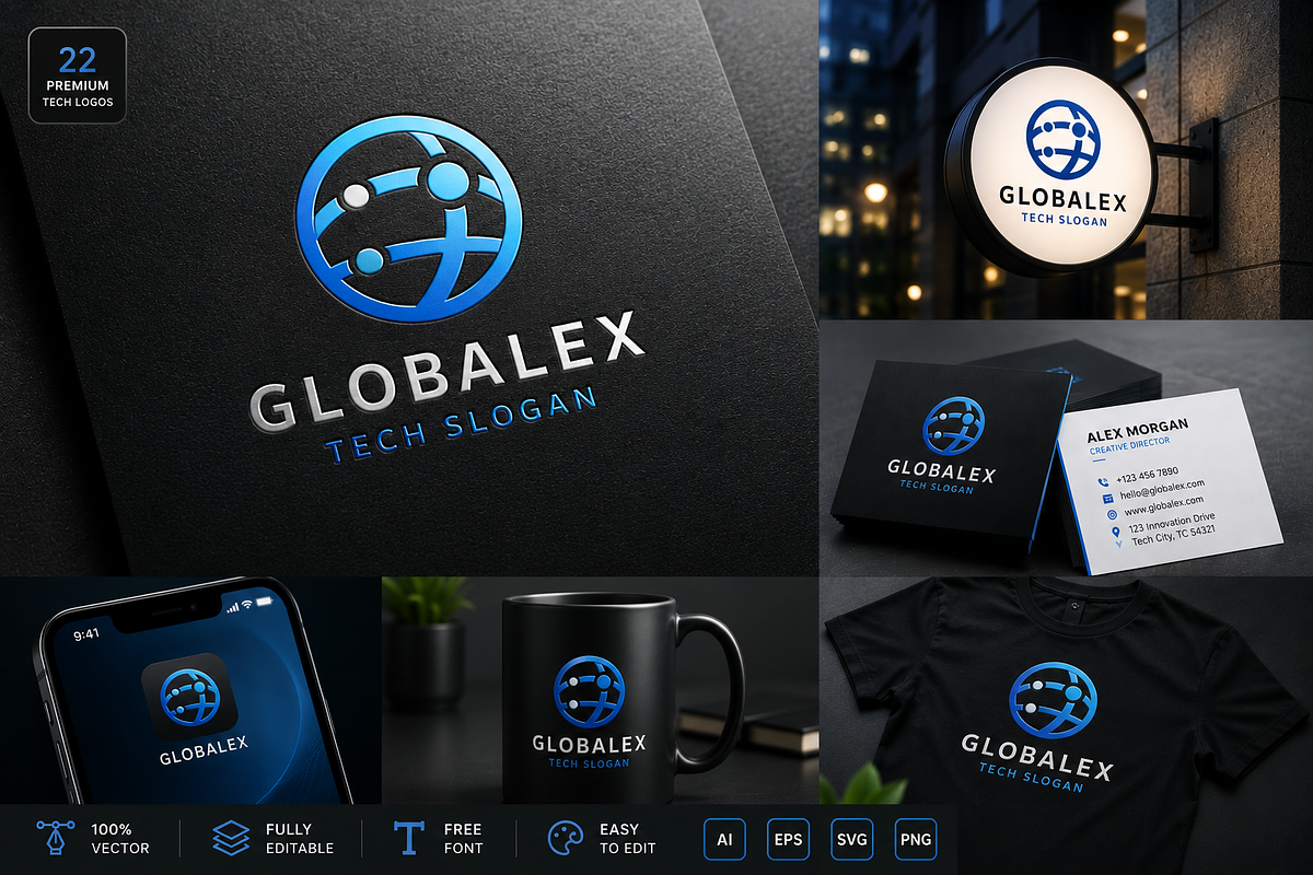 22 Modern Technology Logo Bundle, a Branding & Logo Template by Design_Planet (Photo 4 of 7)