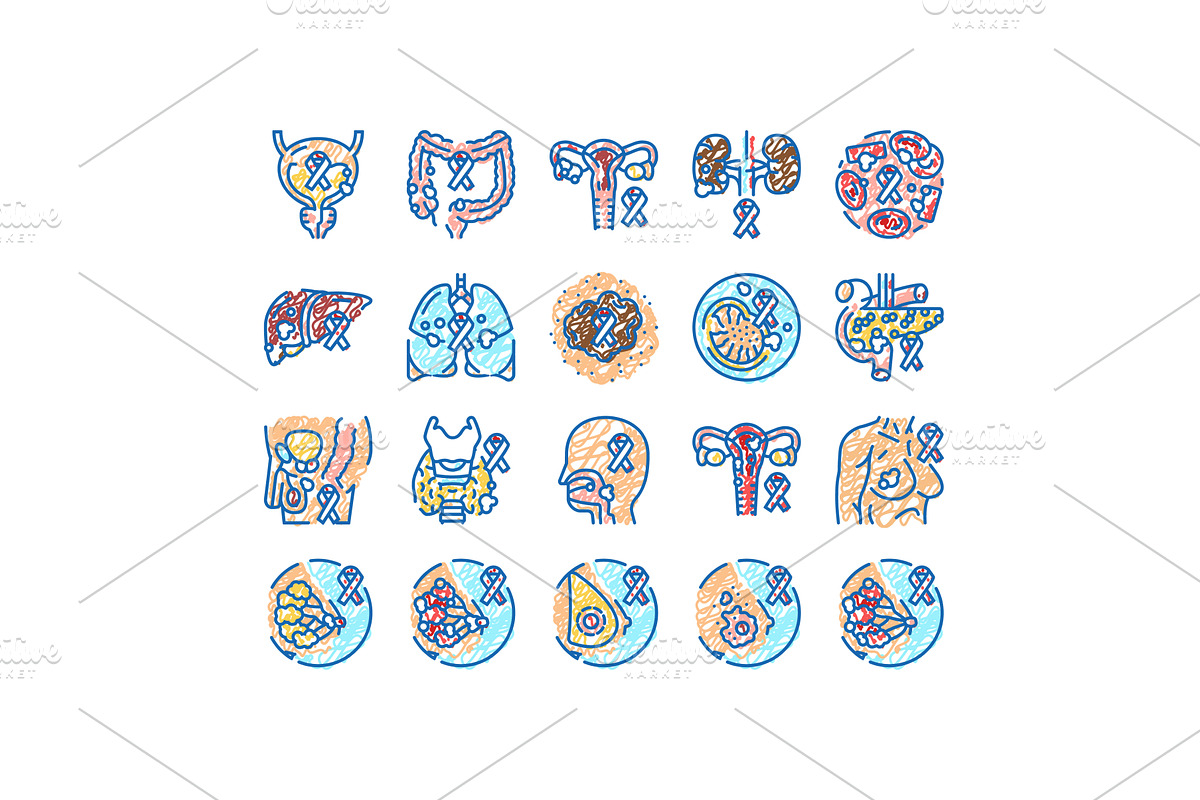 cancer breast health medical icons, an Object Illustration by pikepicture