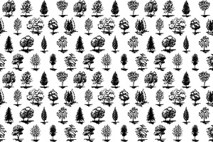 Tree Vector Sketch Seamless Pattern