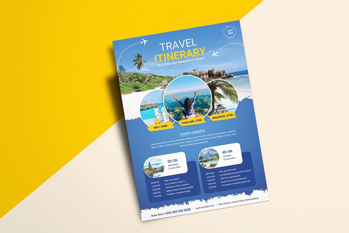 Travel Itinerary Flyer Template