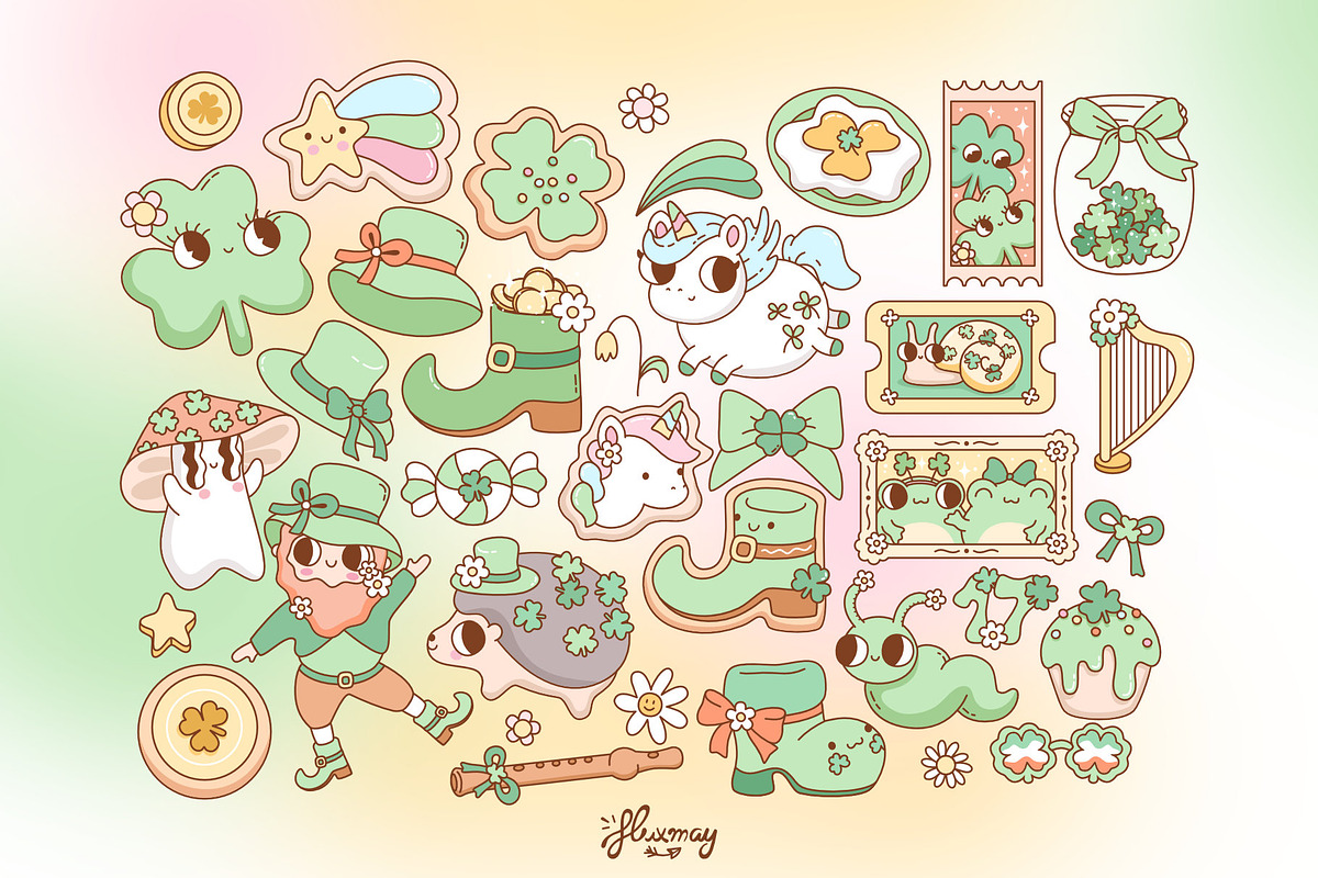 Cute St. Patricks Day Clipart Bundle, a Seasonal Illustration by Huxmay (Photo 4 of 7)