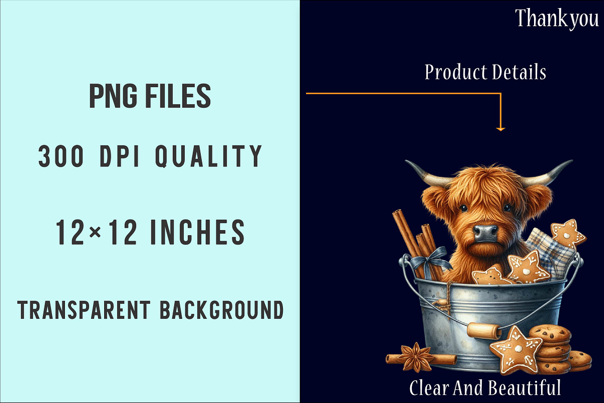 Christmas Highland Cows Clipart, an Illustration by SinaCreation (Photo 6 of 7)