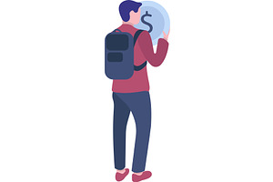Vector man hold money coin, a Person Illustration by vectorpointstudio