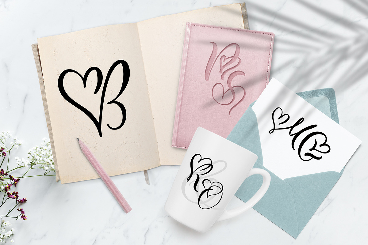 Wedding Heart Monogram Font preview 5