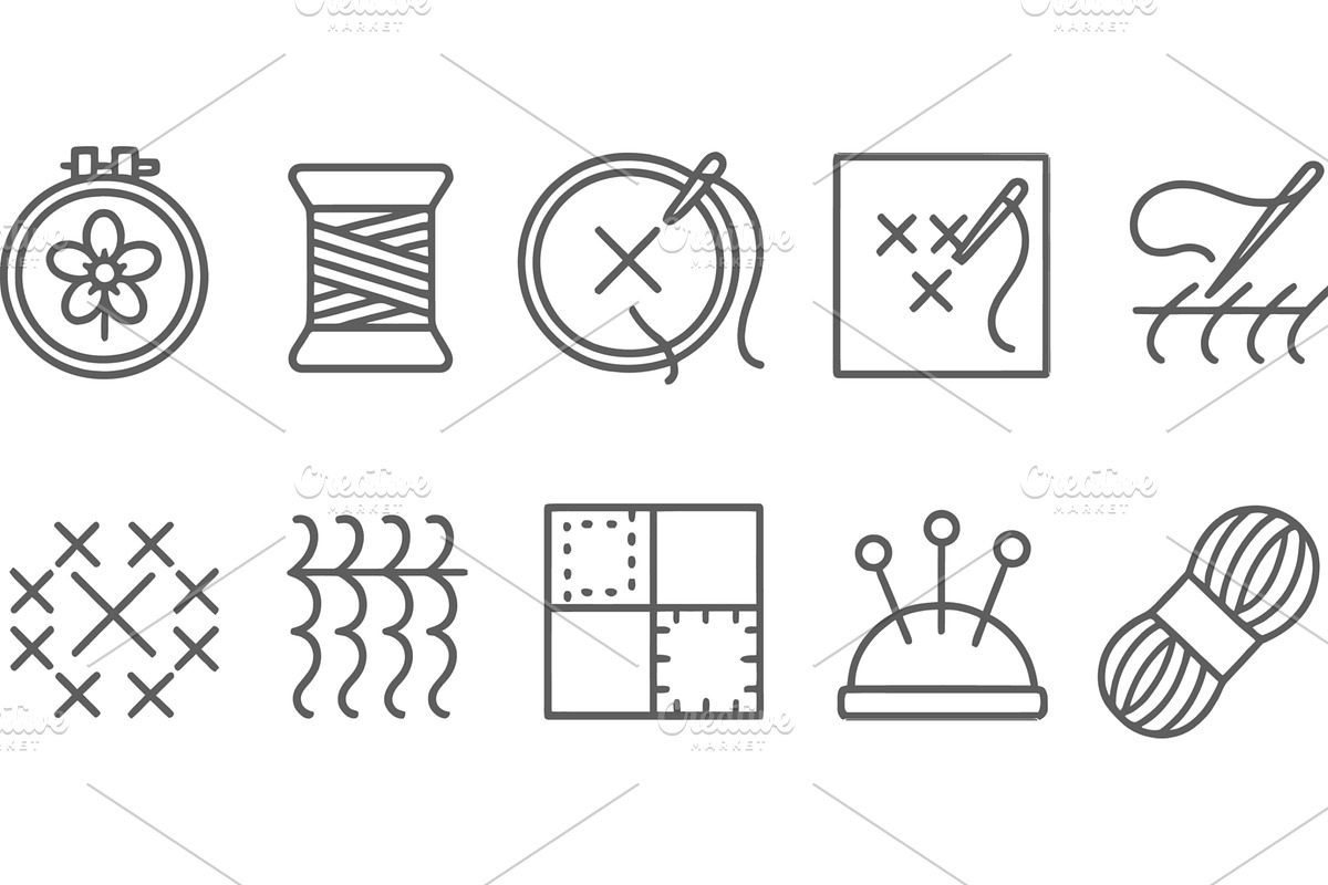 Craft and sewing line icons, an Illustration by ZinetroN