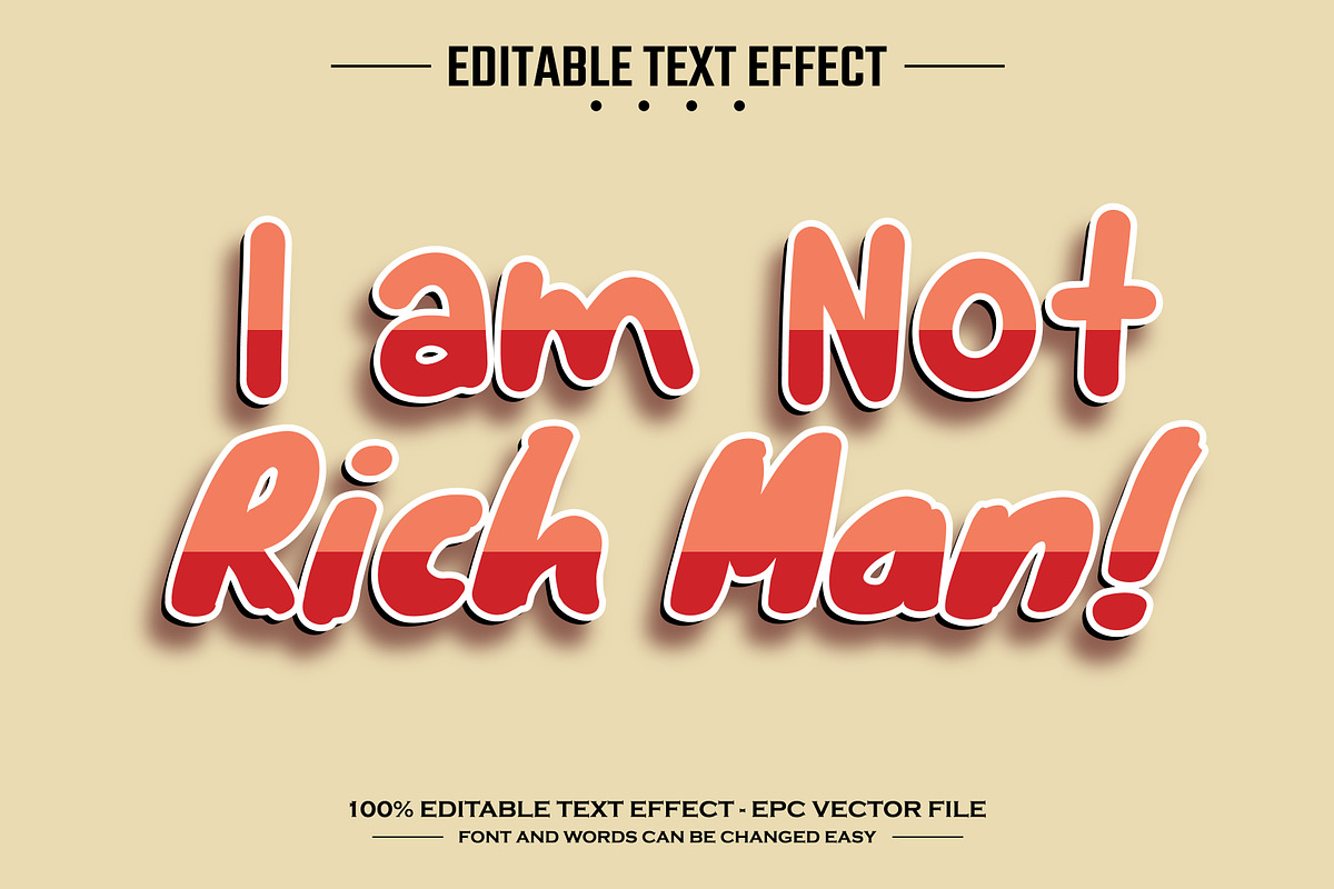 Not rich man 3D editable text effect, a Layer Style Add-On by nicemorning (Photo 1 of 3)