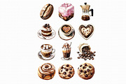 Watercolor Сoffee clipart, an Illustration by Libby Wishes (Thumbnail 2 of 3)