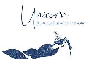 Unicorn, Procreate Stamp Brushes