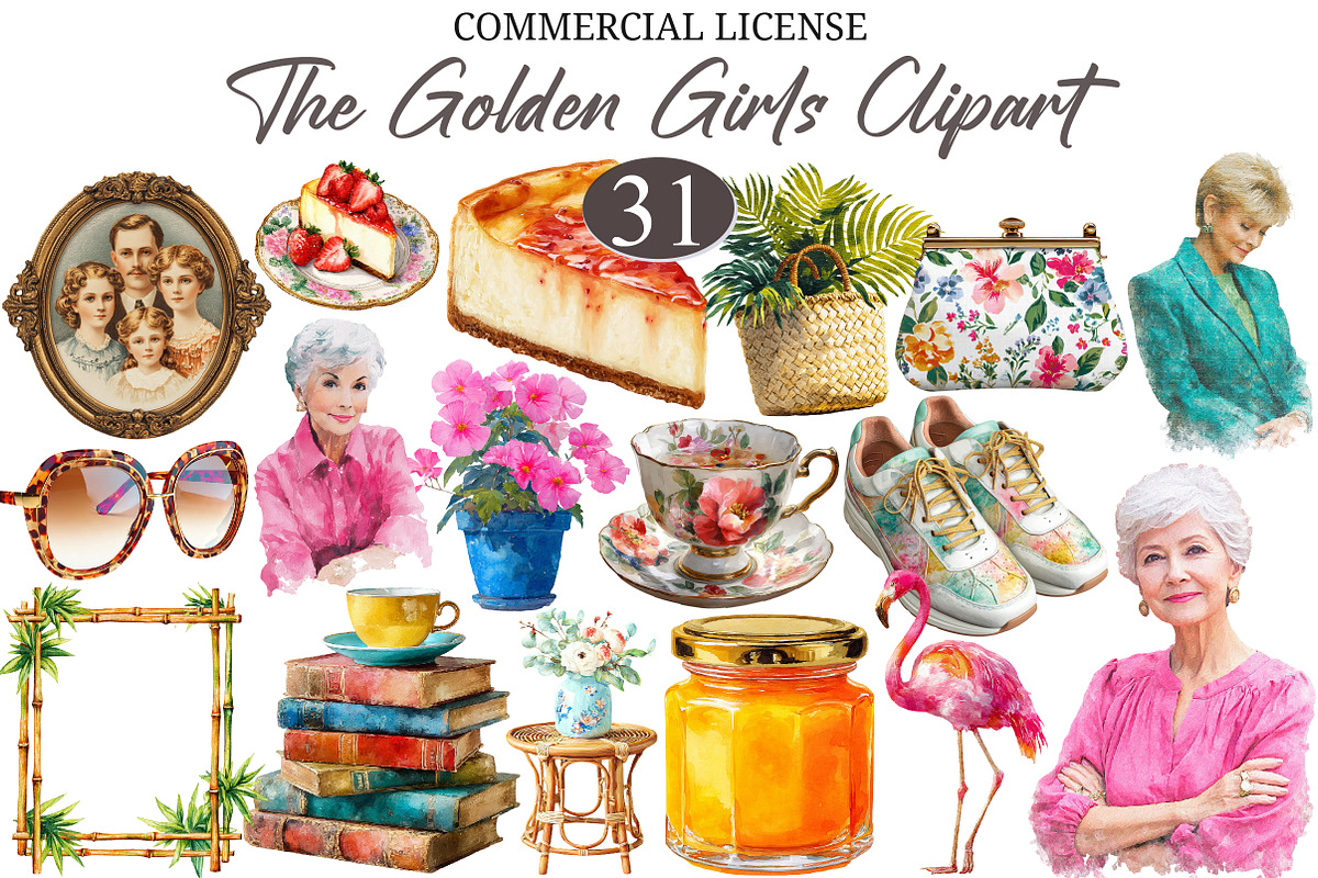 The Golden Girls Clipart, a Seasonal Illustration by designcity5 (Photo 1 of 5)