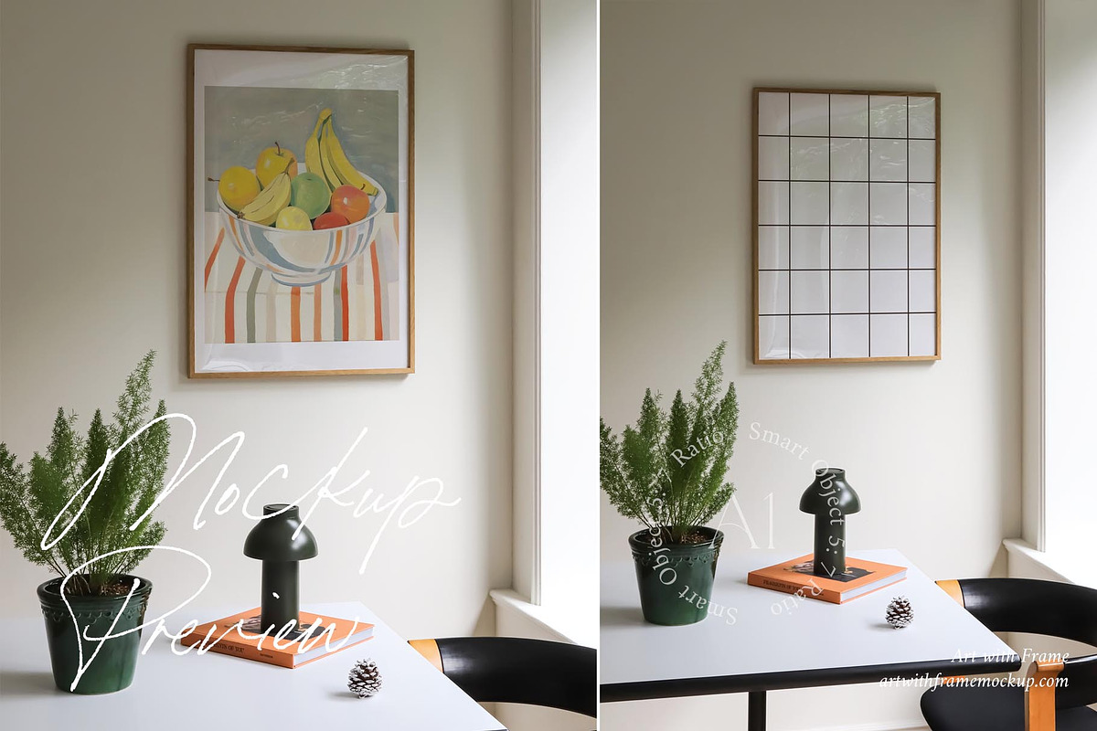 30 Nautral Light Mockup with plants, a Product Mockup by ArtwithFrame (Photo 2 of 6)