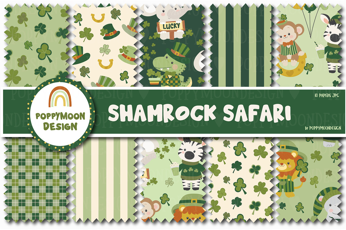 Shamrock safari set, an Animal Illustration by Poppymoondesign (Photo 2 of 5)