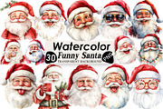Retro Funny Santa Claus Face Clipart, an Illustration by Black Bird Studio (Thumbnail 1 of 6)