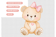 Watercolor Pink Coquette Teddy Bear, an Animal Illustration by TatiMockup (Thumbnail 5 of 5)