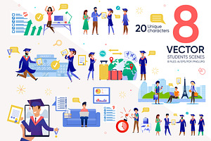 Students Vector Scenes