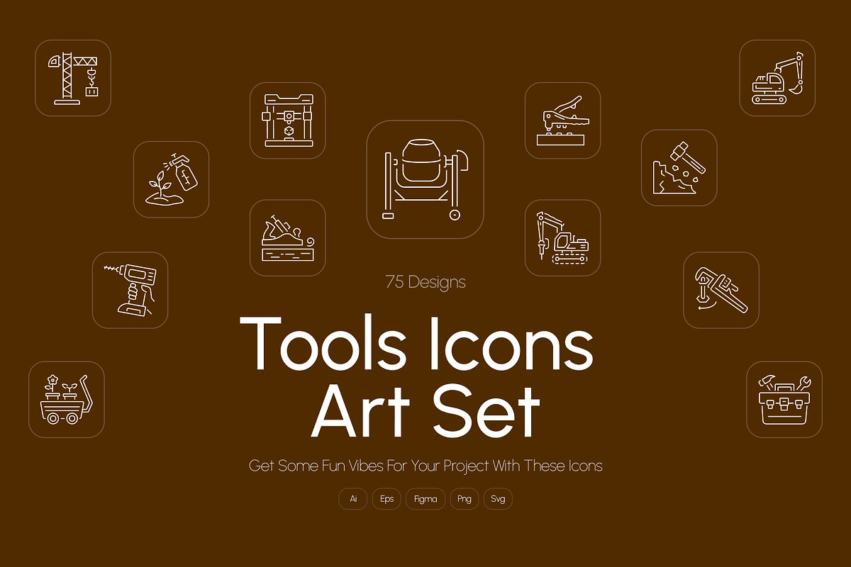 Tools Icon Art Set, an Outline Icon by Prosymbols (Photo 1 of 7)