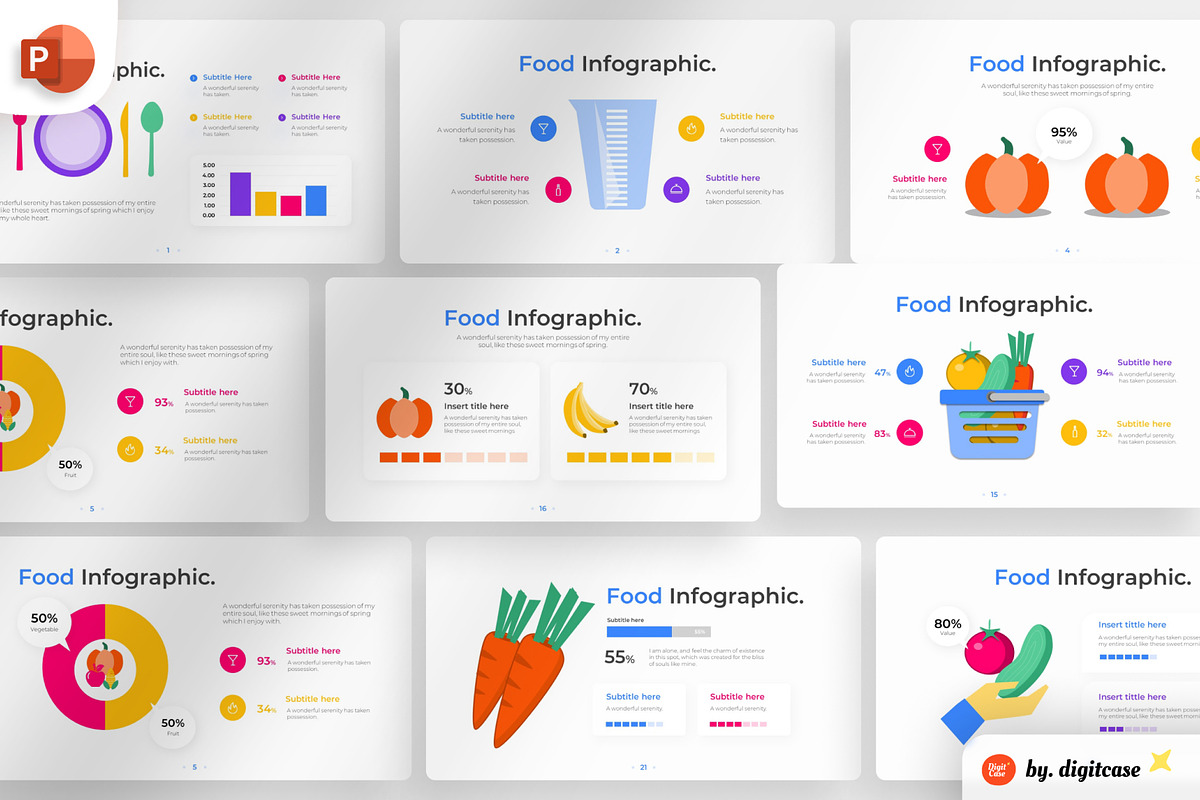 Food PowerPoint Infographic Template, a Presentation Template by Digitcase x Wealthwells (Photo 1 of 4)