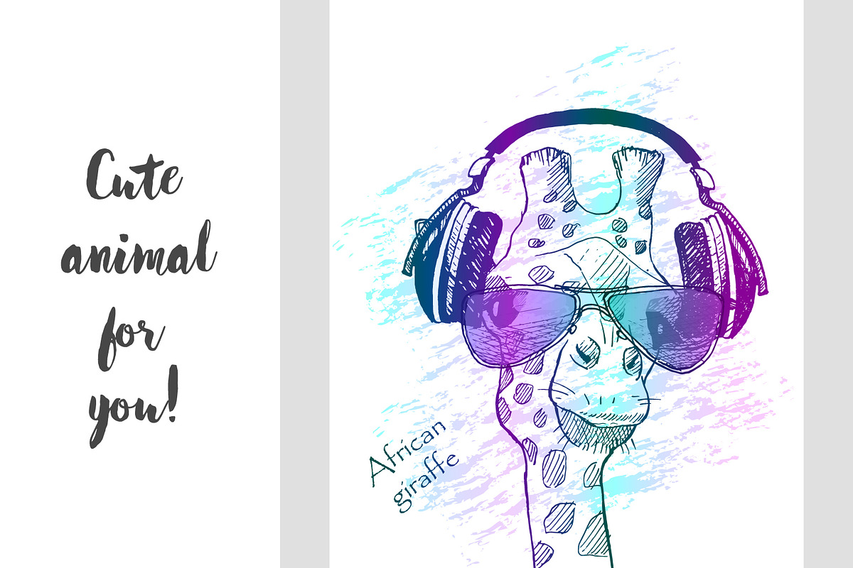 cool giraffe with headphones, an Object Graphic by Danya