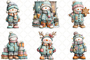 Whimsical Snowman Clipart, an Animal Illustration by Black Bird Studio (Thumbnail 2 of 6)