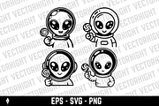 Cute alien holding a candy, a Person Illustration by Vectorhight (Thumbnail 1 of 3)