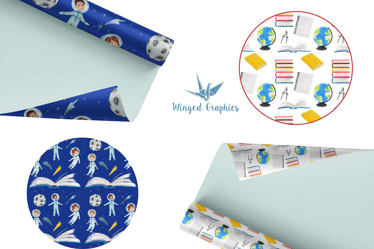 Back to school seamless pattern set, an Illustration by Winged Graphics (Photo 4 of 4)
