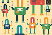 Funny robots seamless pattern set, a Pattern Graphic by Yury Velikanov (Thumbnail 2 of 5)