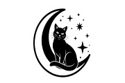 50 Cat Moon Silhouette Vector Bundle, an Illustration by jahid234 (Thumbnail 45 of 51)