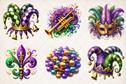 Watercolor Mardi Gras Clipart PNG, an Illustration by SinaCreation (Thumbnail 3 of 5)
