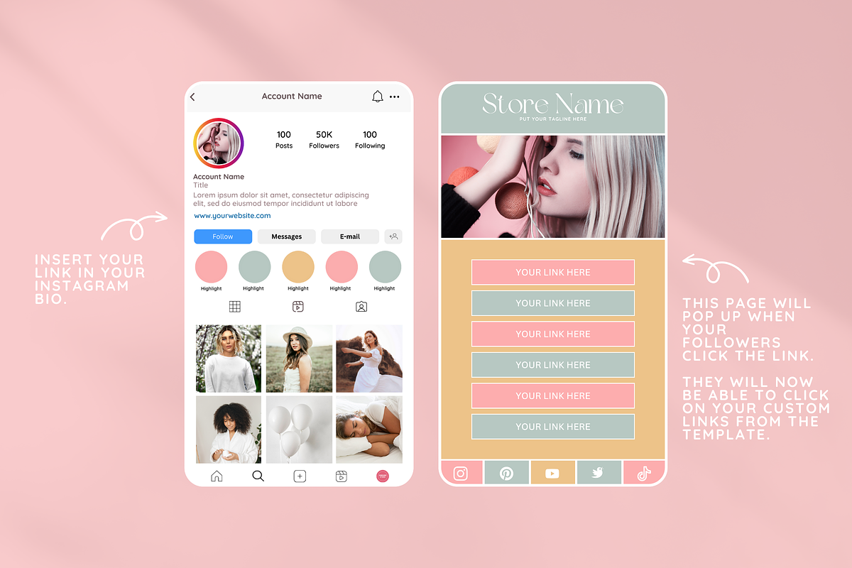 Pastel Link in Bio Template, a Landing Page Template by SunshineStudioBoutique (Photo 5 of 9)