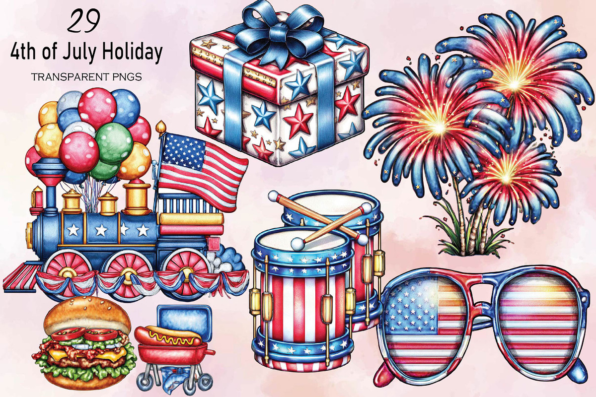 4th of July Holiday Clipart Bundle., an Illustration by SVGArt (Photo 1 of 9)