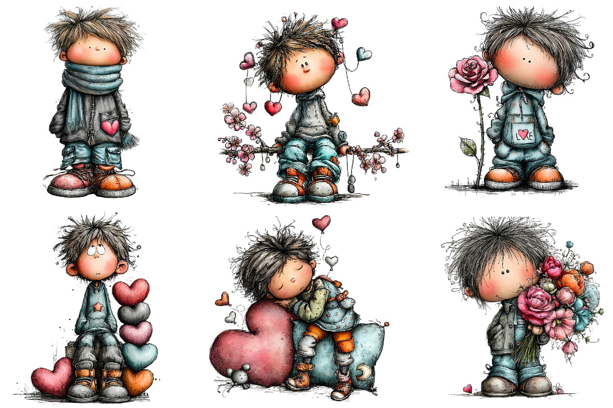 Whimsical Valentine Boy Clipart, an Illustration by Dream Creation (Photo 4 of 6)