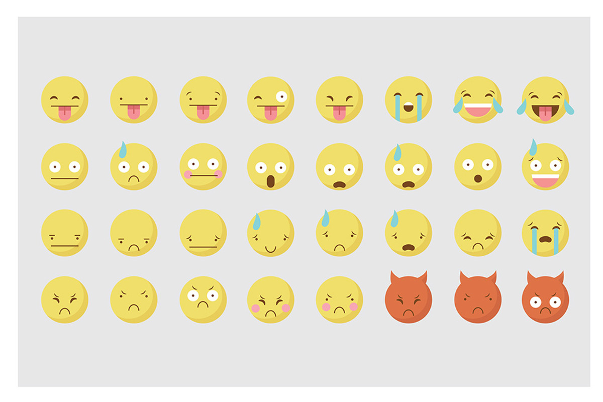Retro / Hipster Emoticon Icon Set, an Illustration by cloverandcrow (Photo 3 of 4)