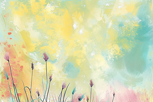 Whimsical Spring Grass And Flowers