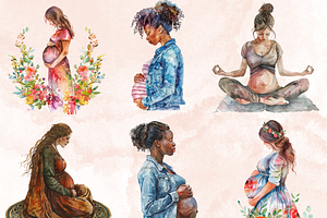 Watercolor Pregnant Clipart