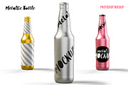 Metallic Bottle Mockup Silver & Gold, a Packaging Mockup by LESZ Design (Thumbnail 1 of 4)