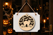 Halloween Black Cat Suncatcher SVG, a Work Illustration by Digital Artistic99 (Thumbnail 4 of 4)