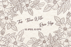 Tea Time With Rose Hip Vector, a Decorative Illustration by Milla_Zelenyuk_art