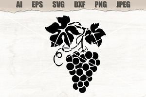 Stencil Grape Cluster, a Decorative Illustration by MARYCRAFTIRIA