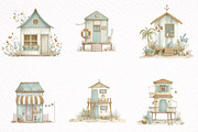 Beach Huts Summer Clipart, an Illustration by DreamArtGraphic (Thumbnail 2 of 8)