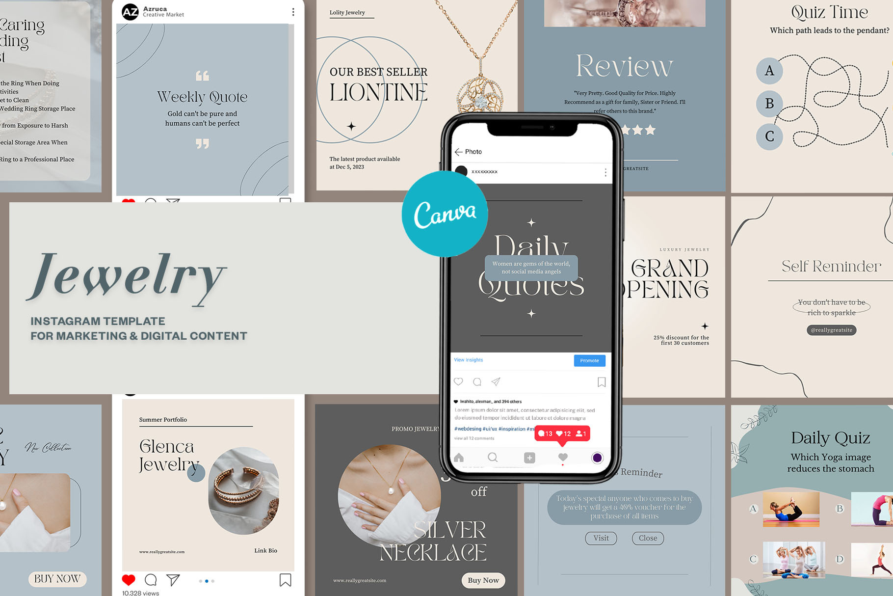 Jewelry Instagram | CANVA Template, a Social Media Template by Azruca